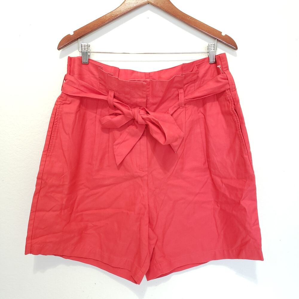 Kim Rogers SIZE 14 Shorts Light Red Paperbag Waist Tie Belt High Waist Pockets